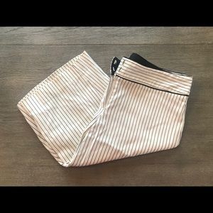 WHMB cream/black pinstripe cropped pants/shorts.